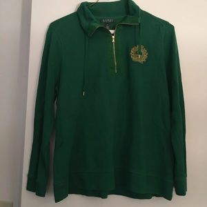 Lauren by Ralph Lauren Green half zip sweater